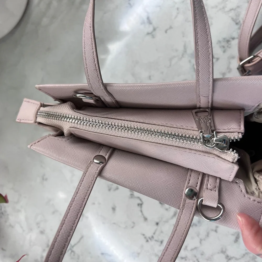 Steve Madden Dusty Pink Saffiano Vegan‎ Leather Winged Satchel Crossbody Bag